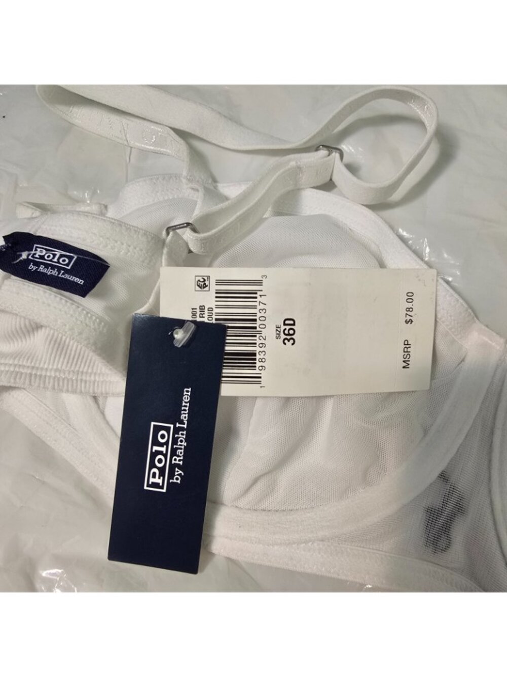 Polo RALPH LAUREN Modern Rib Demi Bra White Cloud Size 36 D NWT $78 - Picture 8 of 9